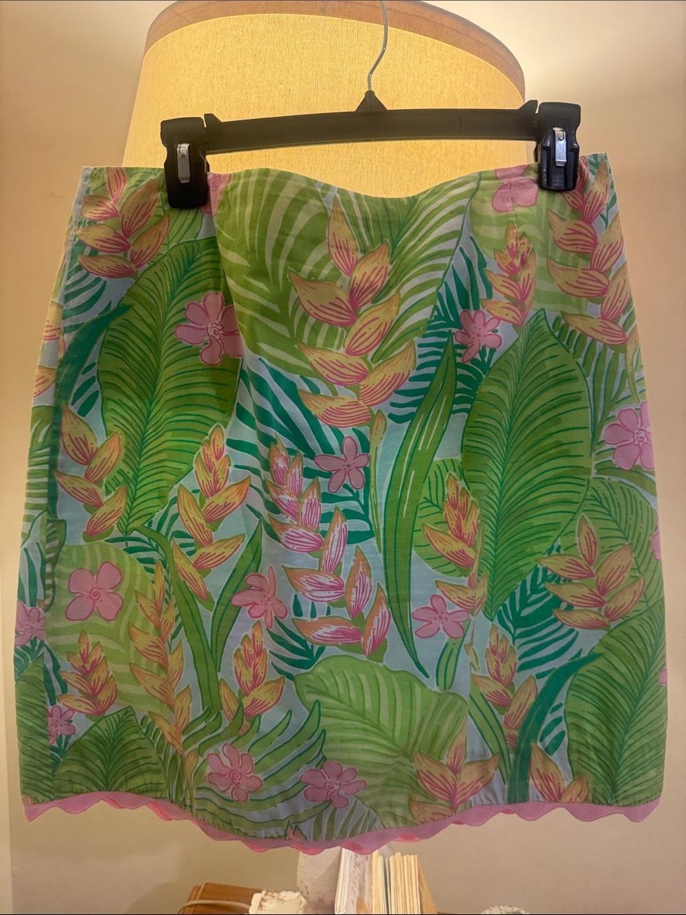 Lilly Pulitzer Green Tropical Leaf & Pink Floral Mini Skirt